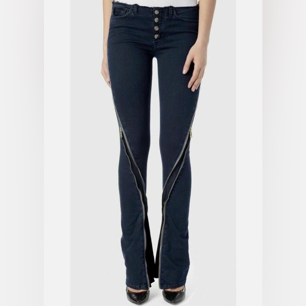 Hudson Jeans Dark Blue Flare with Zipper Accents
